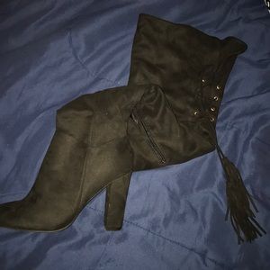 Slightly wore thigh high black boot heels